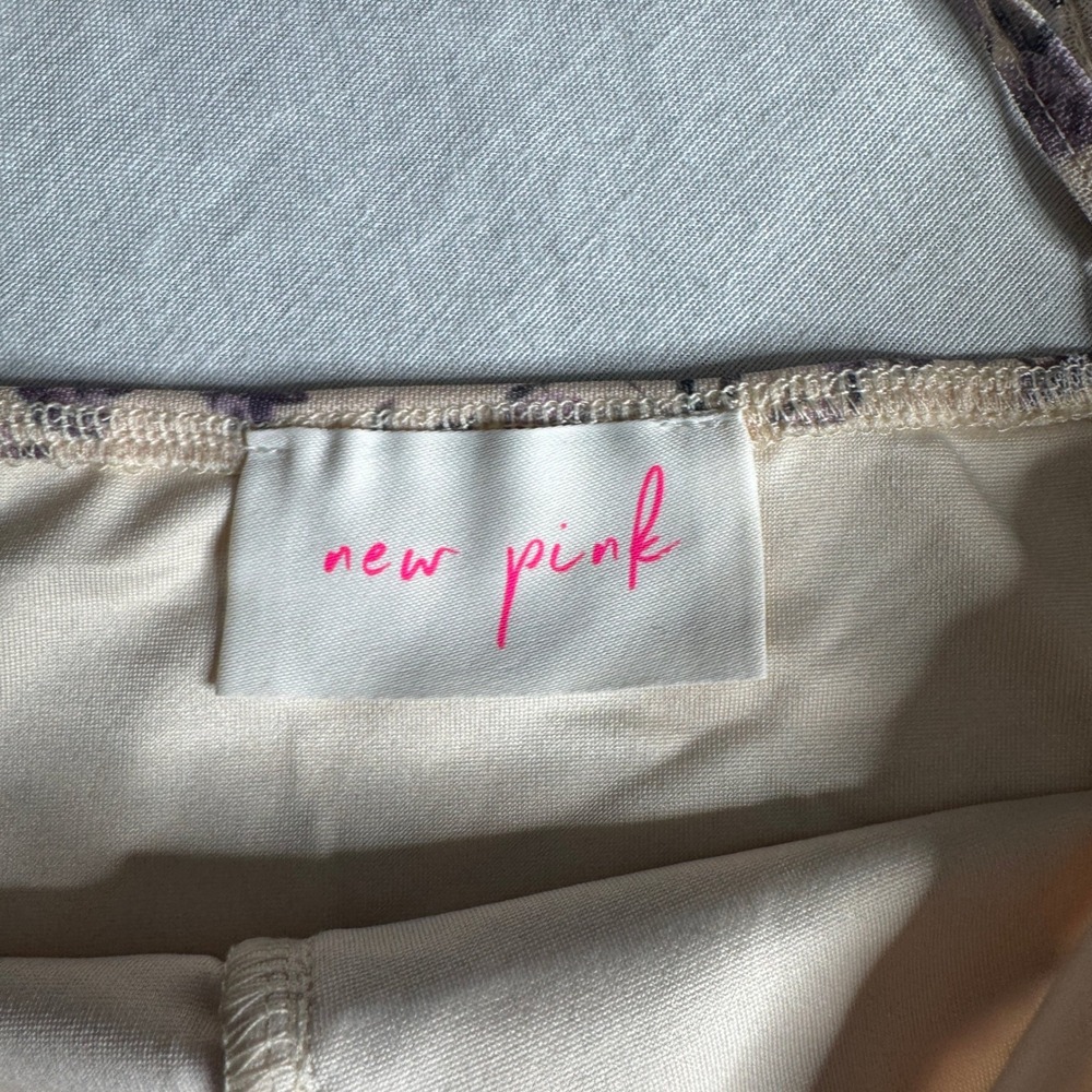 Dolls Kill New Pink Floral Halter Crop Top Cream Purple Ruffle Mesh Womens Small - Picture 5 of 8